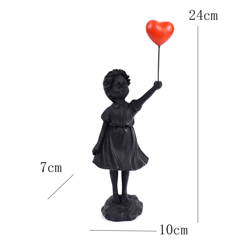 Little Girl with Balloon Resin Art Sculpture – Modern Living Room Decoration