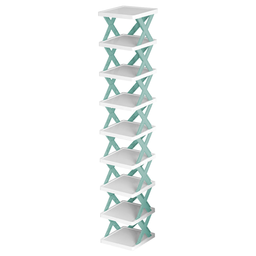 9-Tier Slim Shoe Rack – Vertical Space-Saving Plastic Shoe Organizer for Entryway & Closet