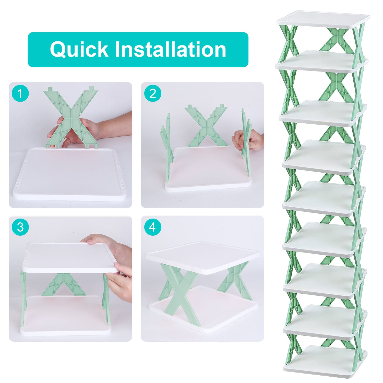 9-Tier Slim Shoe Rack – Vertical Space-Saving Plastic Shoe Organizer for Entryway & Closet