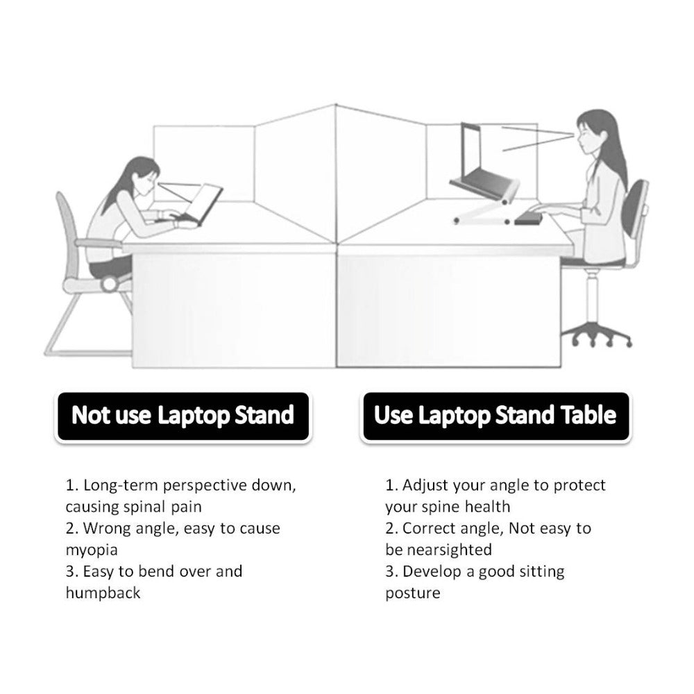 Foldable Laptop Stand & Tablet Holder - Adjustable Height Ergonomic Cooling Desk