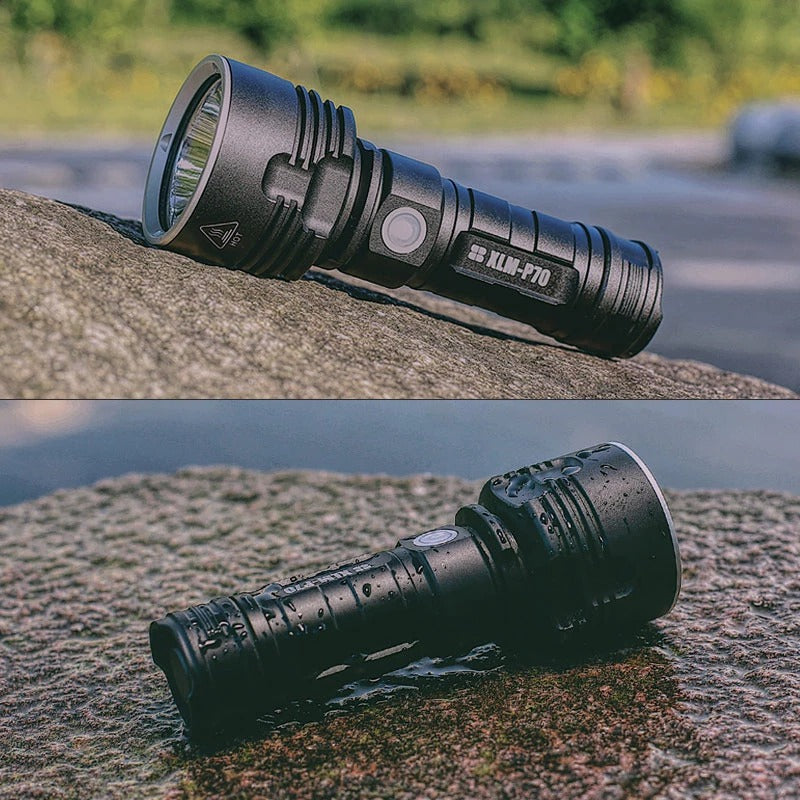 High-Power Rechargeable LED Flashlight - Super Bright Outdoor Torch with Adjustable Focus