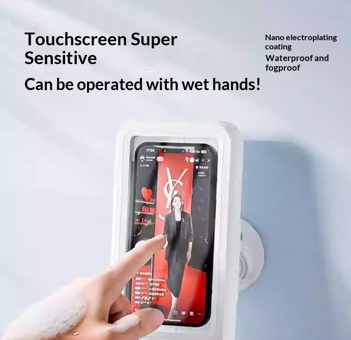 Waterproof Bathroom Phone Case Wall Mount with Bluetooth Audio, Touch Screen & 360° Rotation
