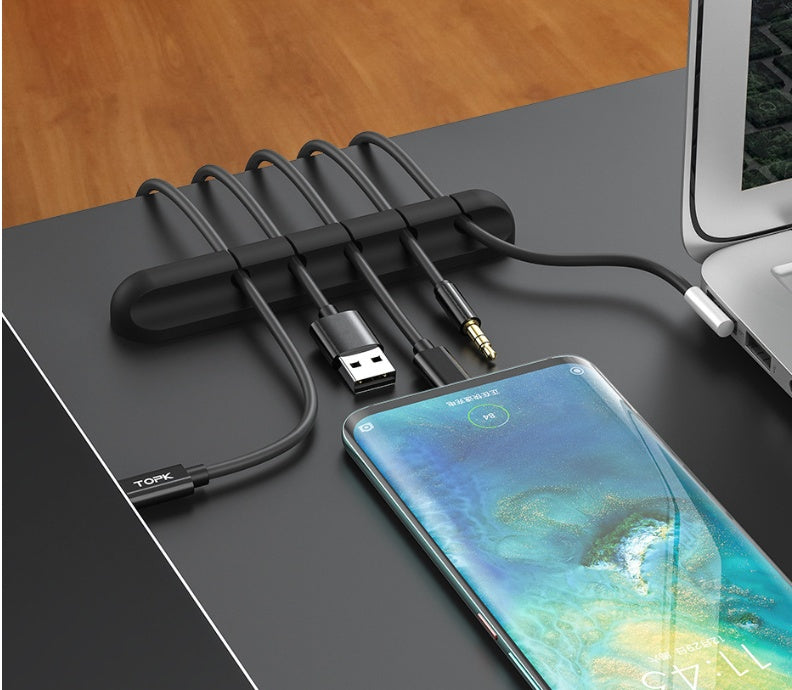 Universal Silicone Cable Winder & Desktop Organizer for USB, Charger & Headphones