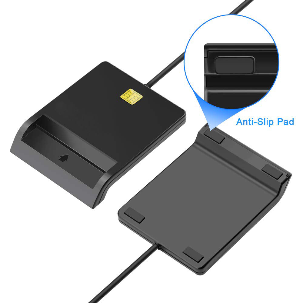 USB 2.0 Smart Card Reader for PC/Laptop - Compatible with SIM, ID, & Banking Cards