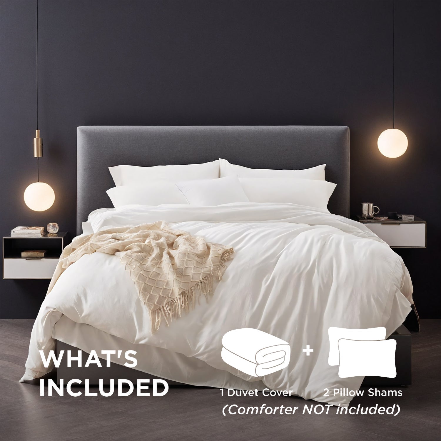 Oversized Duvet Cover Set in Solid Color – Premium Microfiber, Hotel-Style Minimalist Design (White & Pink)
