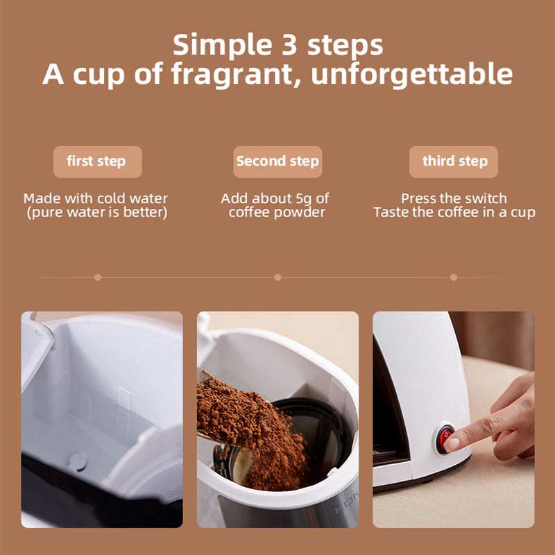 Portable Fully Automatic Coffee Machine – Small American Drip Maker for Home & Office Use