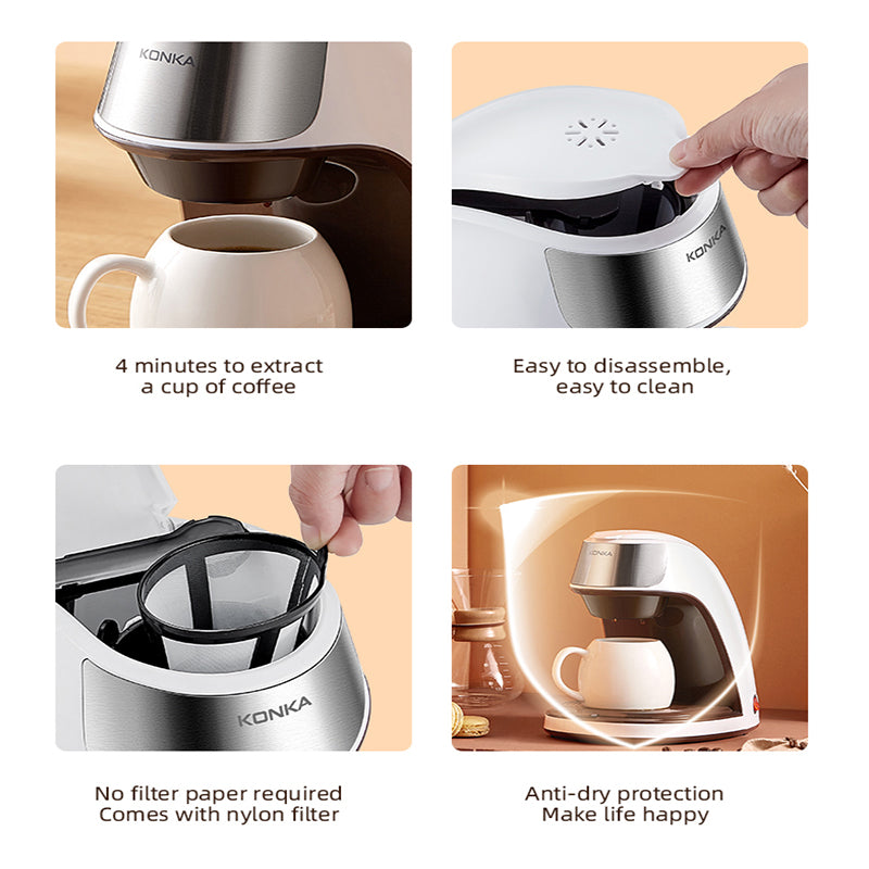 Portable Fully Automatic Coffee Machine – Small American Drip Maker for Home & Office Use