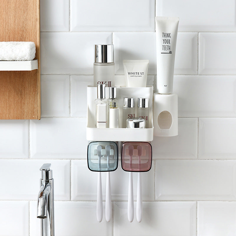 Wall Toothbrush Holder & Auto Toothpaste Dispenser – No Drill Installation