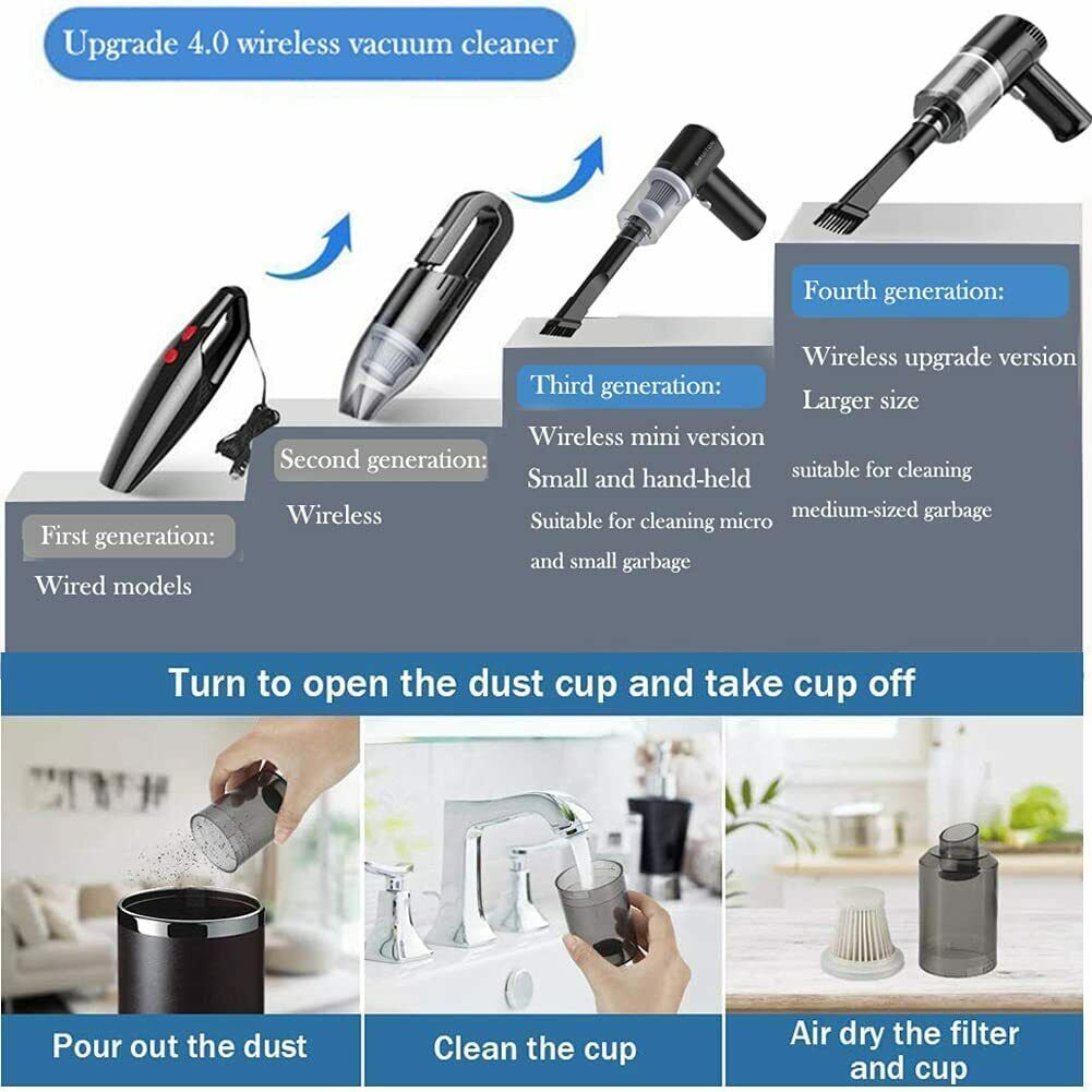 Handheld Rechargeable Car Vacuum – Powerful Cordless Cleaner for Small Spaces