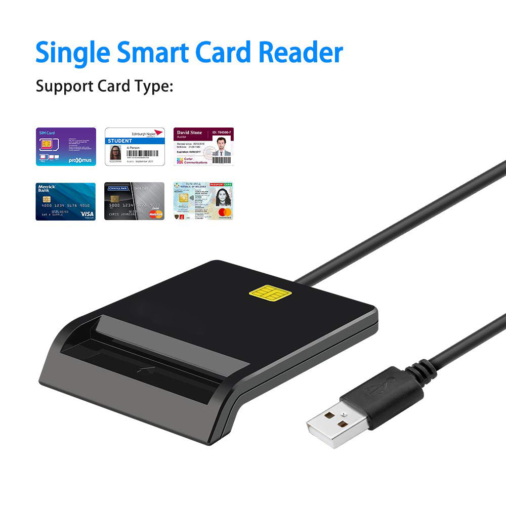 USB 2.0 Smart Card Reader for PC/Laptop - Compatible with SIM, ID, & Banking Cards