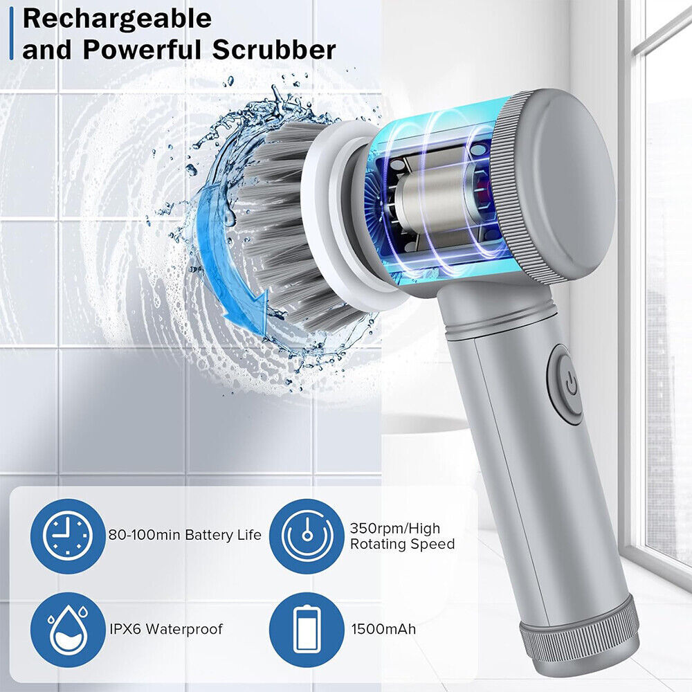 Rechargeable Electric Spin Scrubber – Cordless Turbo Cleaning Brush