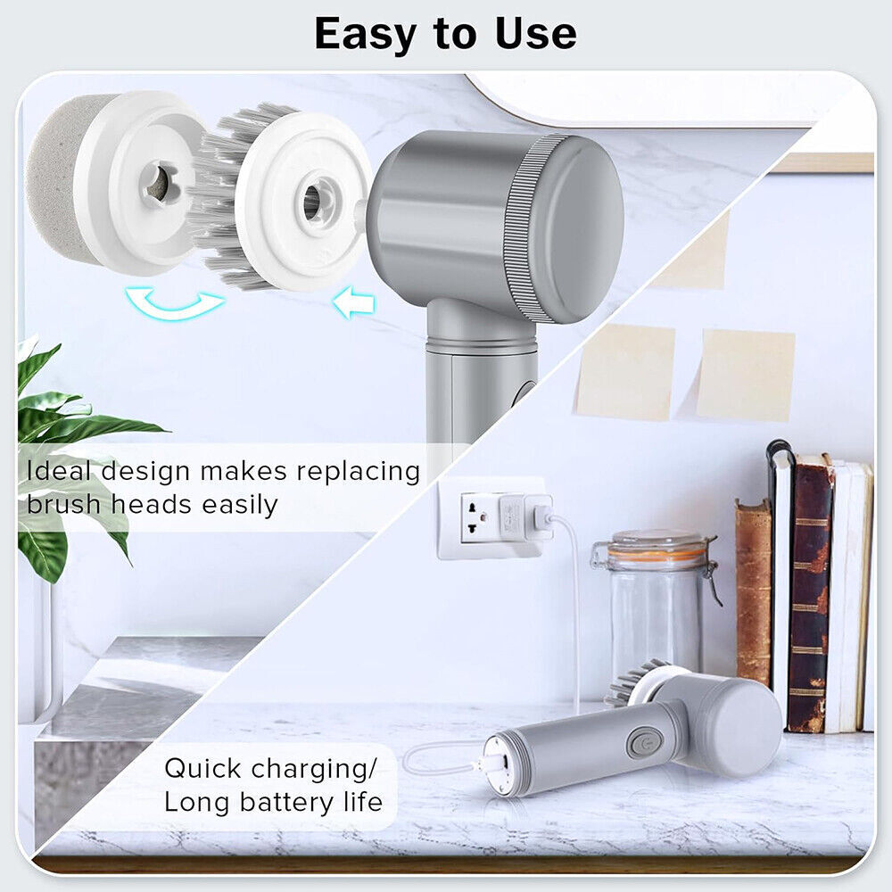 Rechargeable Electric Spin Scrubber – Cordless Turbo Cleaning Brush