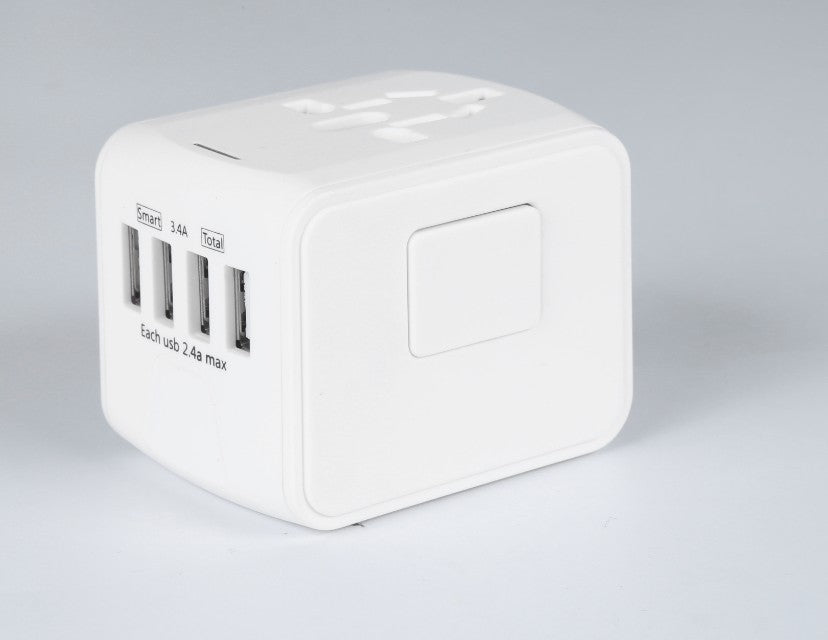 Multi-Port Universal Travel Plug Adapter - USB Quick Charge Wall Socket for US, EU, UK, AU