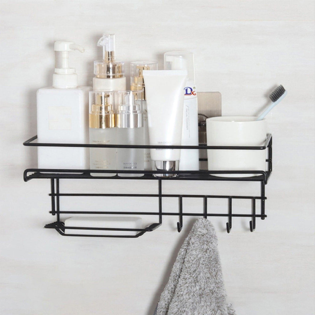 Punch-Free Bathroom Storage Rack – No-Drill Wall Mounted Organizer