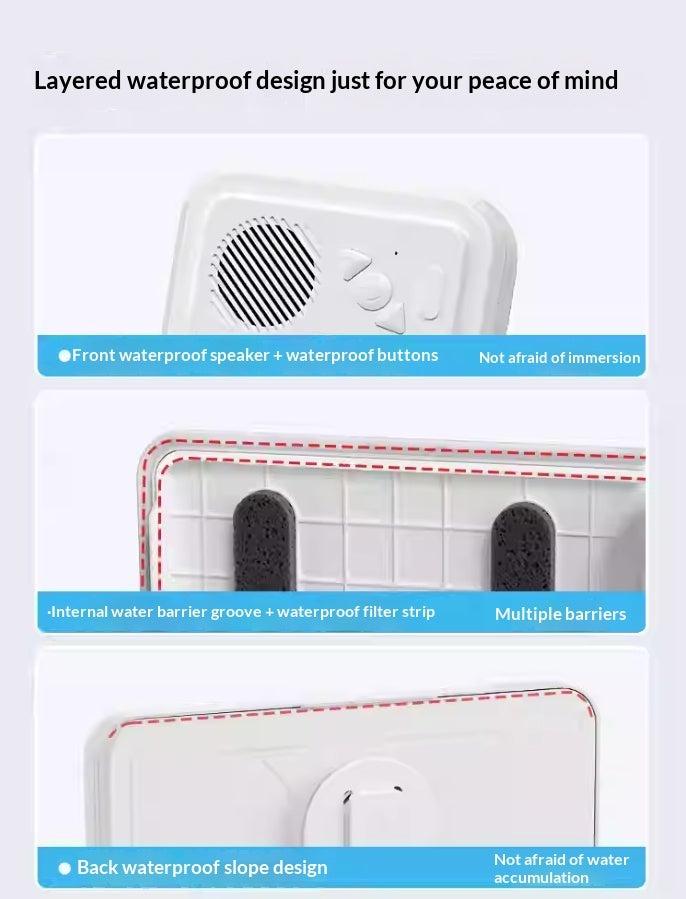 Waterproof Bathroom Phone Case Wall Mount with Bluetooth Audio, Touch Screen & 360° Rotation