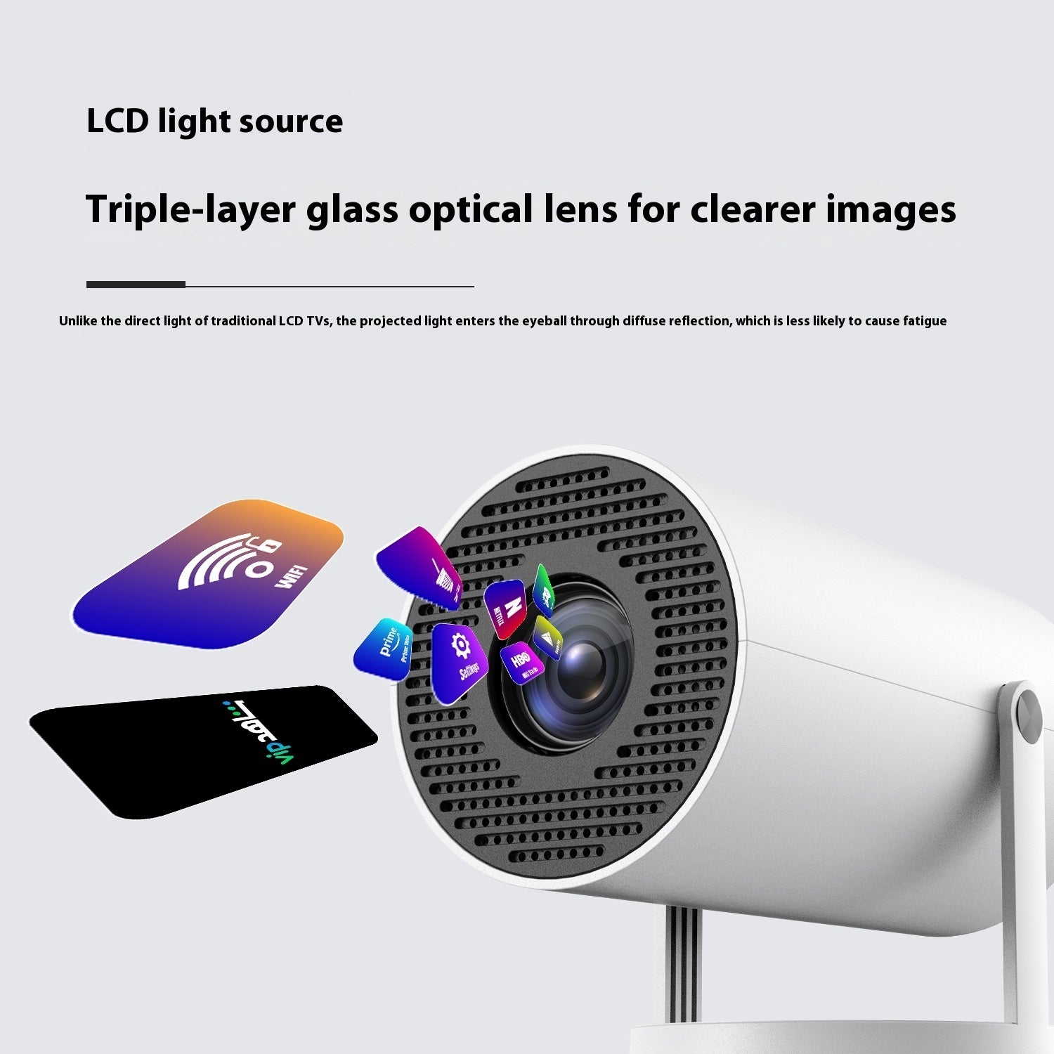 180 Degree Projection Mini Projector – Auto Focus Portable Home Video Projector for Movies & Gaming