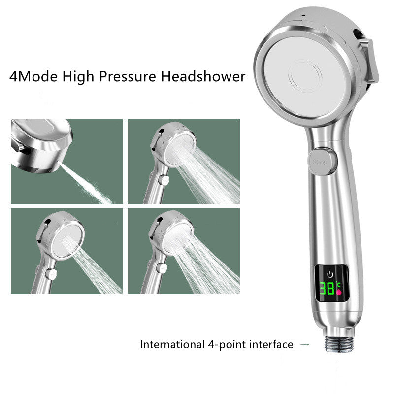 Pressurized Shower Head with Digital Temperature Display
