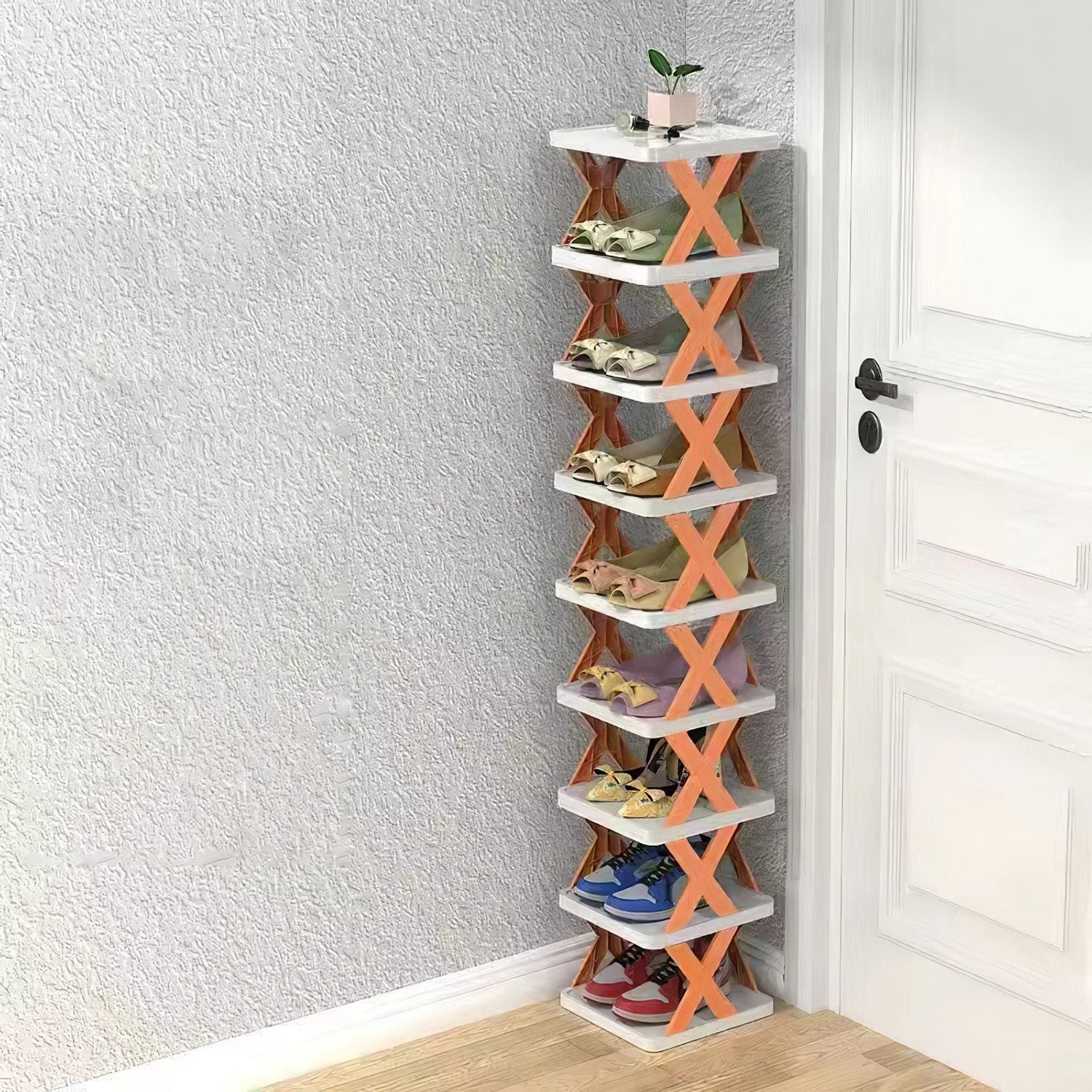 9-Tier Slim Shoe Rack – Vertical Space-Saving Plastic Shoe Organizer for Entryway & Closet