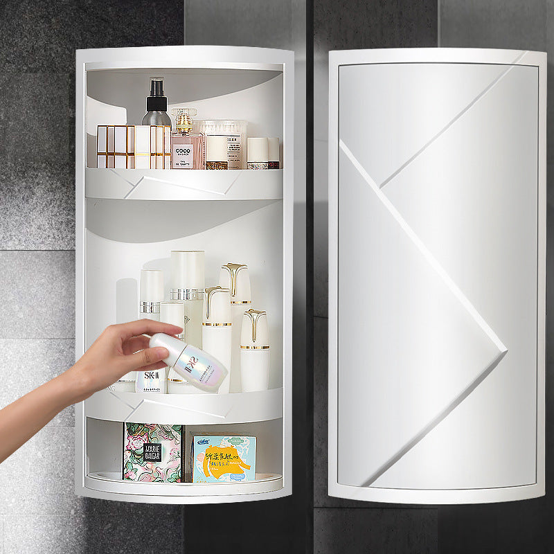 Rotatable Bathroom Makeup Organizer – Corner Wall Mounted Plastic Storage Rack