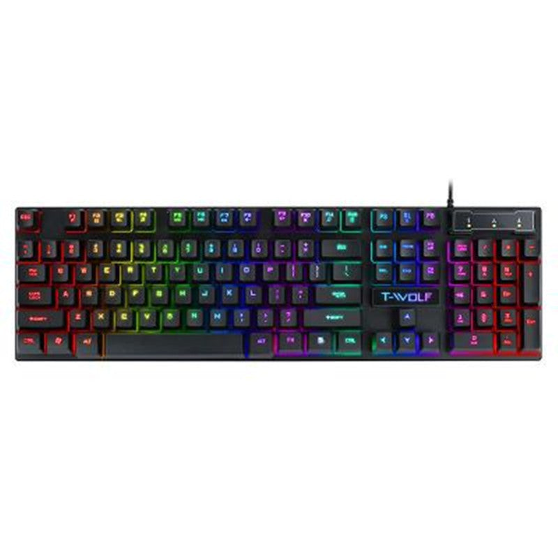 Wired USB Gaming Keyboard with Rainbow RGB Lighting - Waterproof & Durable