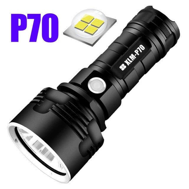 High-Power Rechargeable LED Flashlight - Super Bright Outdoor Torch with Adjustable Focus
