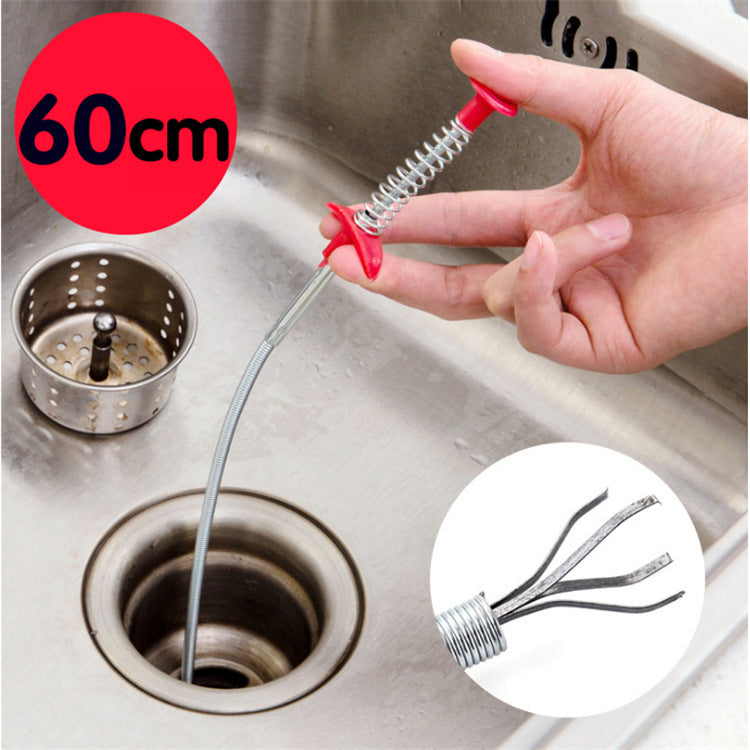 60cm Drain Cleaning Tool – Flexible Spring Pipe Dredger | Hair Remover & Clog Cleaner for Kitchen Sink, Bathroom & Shower Drains