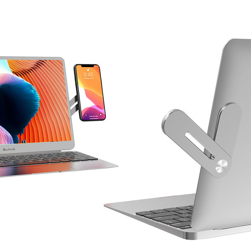 Universal Dual-Screen Laptop Phone Stand - Magnetic Slim Side Bracket for iPhone & Android