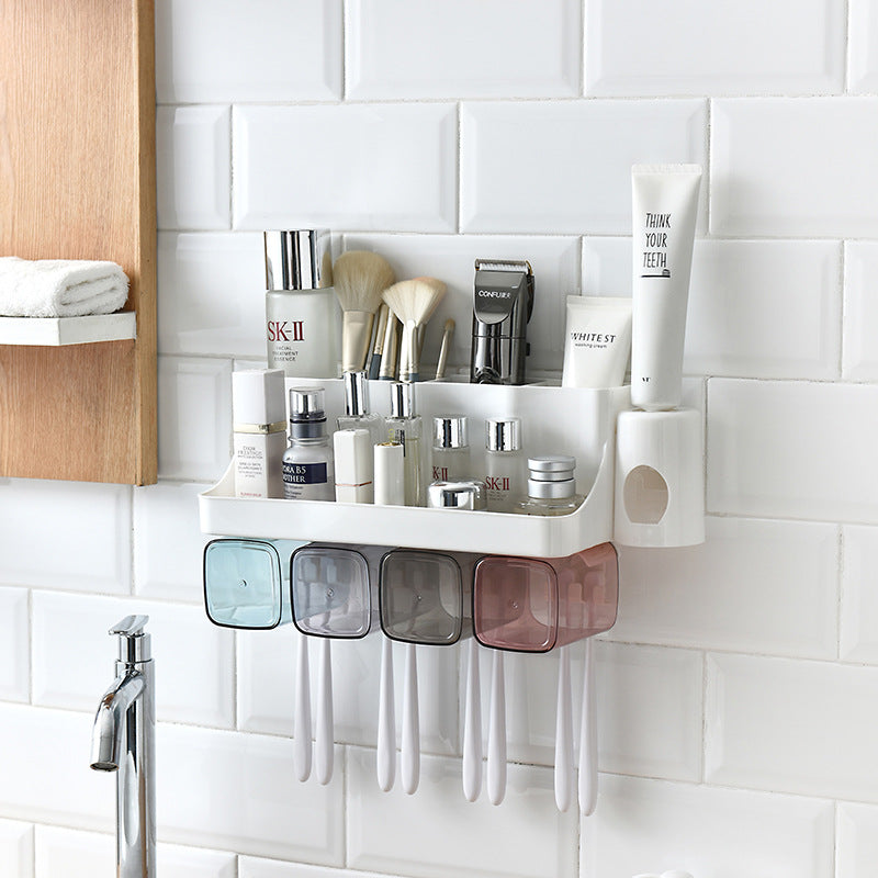 Wall Toothbrush Holder & Auto Toothpaste Dispenser – No Drill Installation