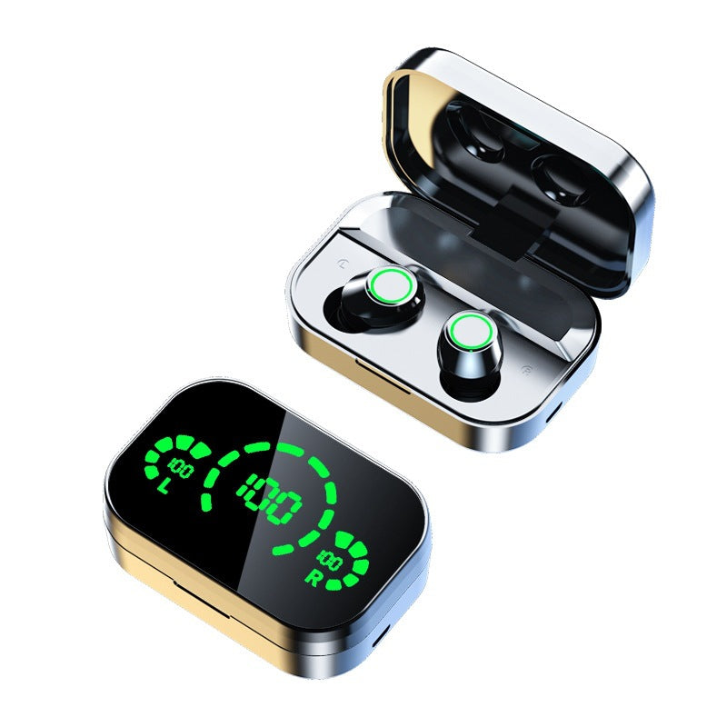 YD03 Wireless Bluetooth 5.3 Headphones - TWS In-Ear Earbuds with Large Mirror Display & LED Breathing Light