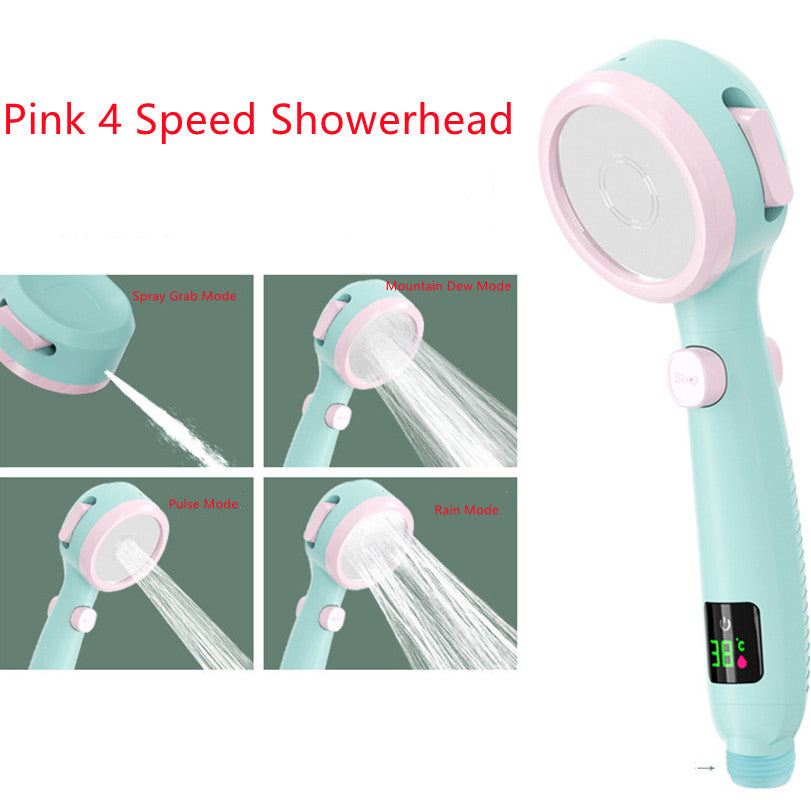 Pressurized Shower Head with Digital Temperature Display