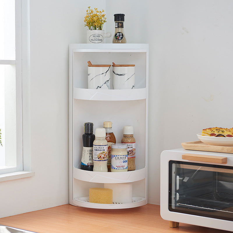 Rotatable Bathroom Makeup Organizer – Corner Wall Mounted Plastic Storage Rack