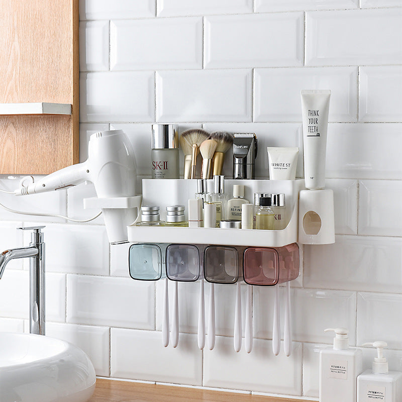 Wall Toothbrush Holder & Auto Toothpaste Dispenser – No Drill Installation
