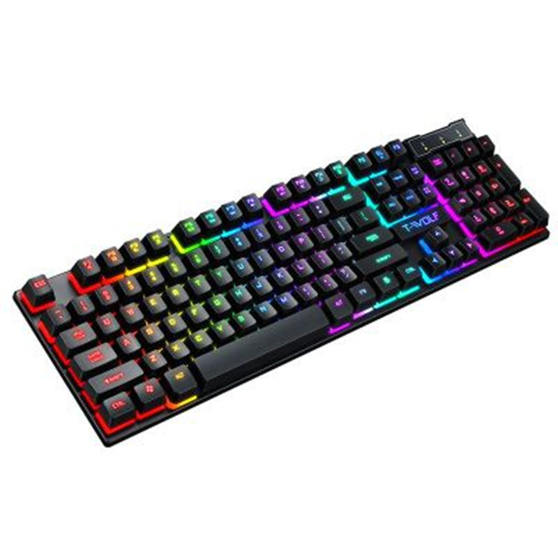 Wired USB Gaming Keyboard with Rainbow RGB Lighting - Waterproof & Durable