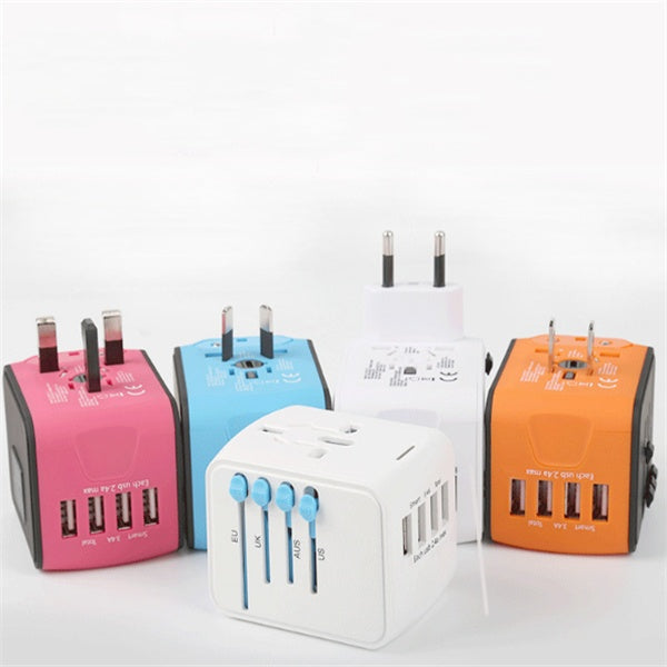 Multi-Port Universal Travel Plug Adapter - USB Quick Charge Wall Socket for US, EU, UK, AU