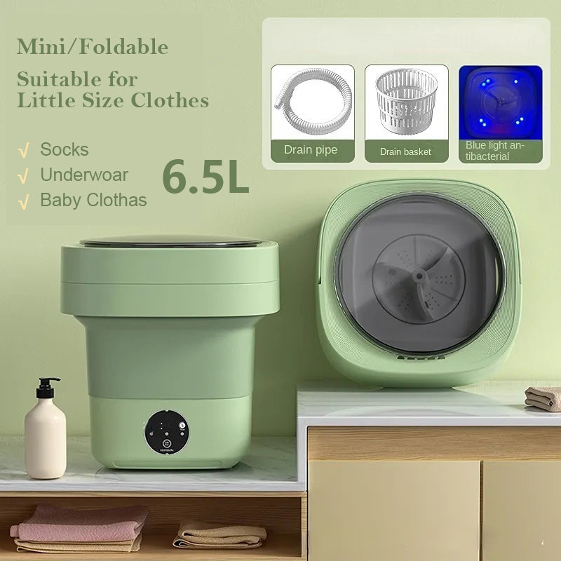 Portable Foldable Mini Washing Machine with Spin Dryer – Perfect for Socks & Underwear | Large Capacity | 3 Options Available