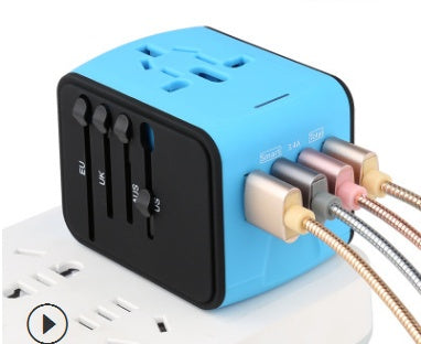 Multi-Port Universal Travel Plug Adapter - USB Quick Charge Wall Socket for US, EU, UK, AU