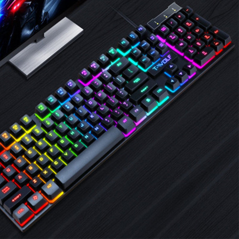 Wired USB Gaming Keyboard with Rainbow RGB Lighting - Waterproof & Durable