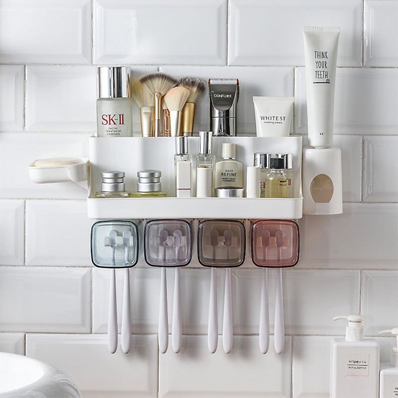 Wall Toothbrush Holder & Auto Toothpaste Dispenser – No Drill Installation