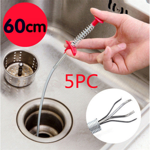 60cm Drain Cleaning Tool – Flexible Spring Pipe Dredger | Hair Remover & Clog Cleaner for Kitchen Sink, Bathroom & Shower Drains