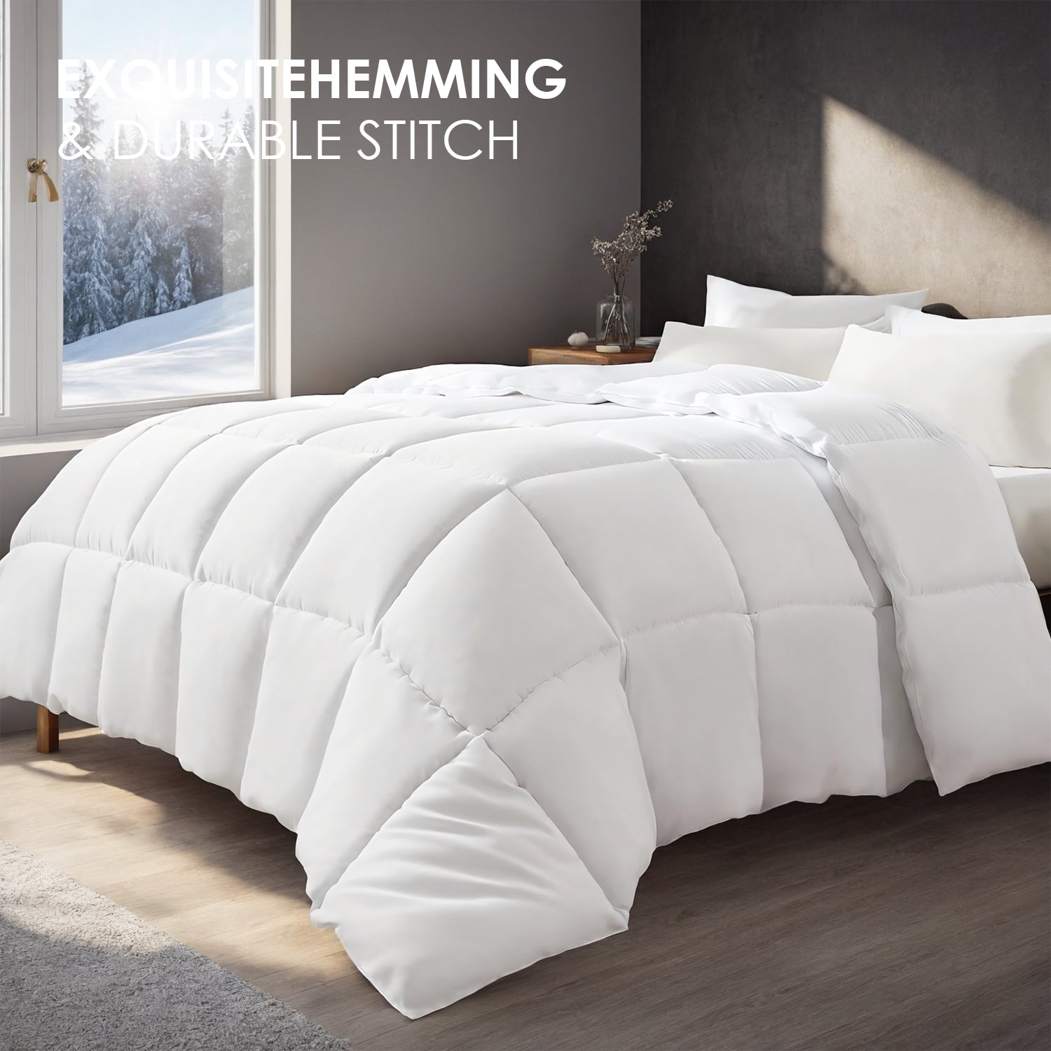 White Oversized Checkered Quilted Duvet – Plush Filling & Luxury Hotel-Grade Comfort
