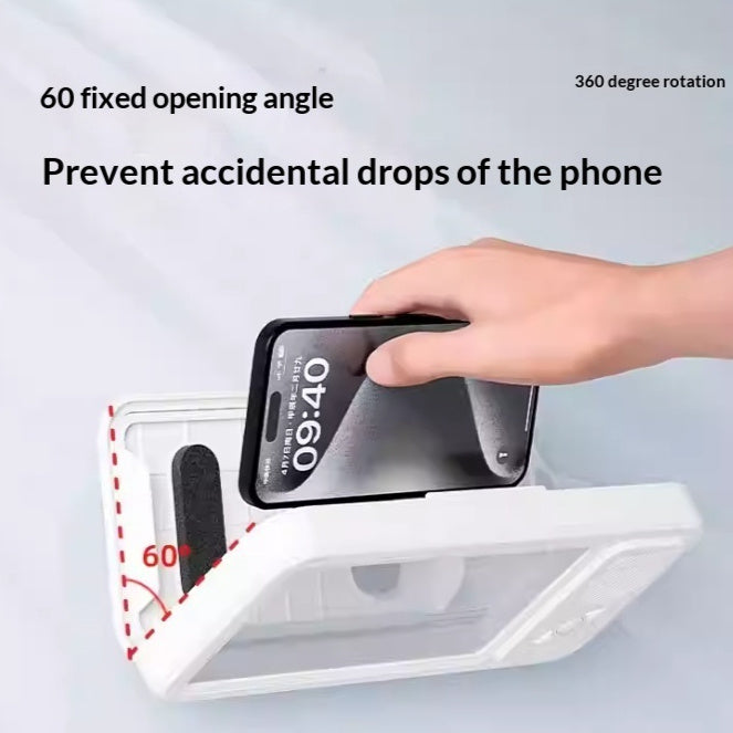 Waterproof Bathroom Phone Case Wall Mount with Bluetooth Audio, Touch Screen & 360° Rotation