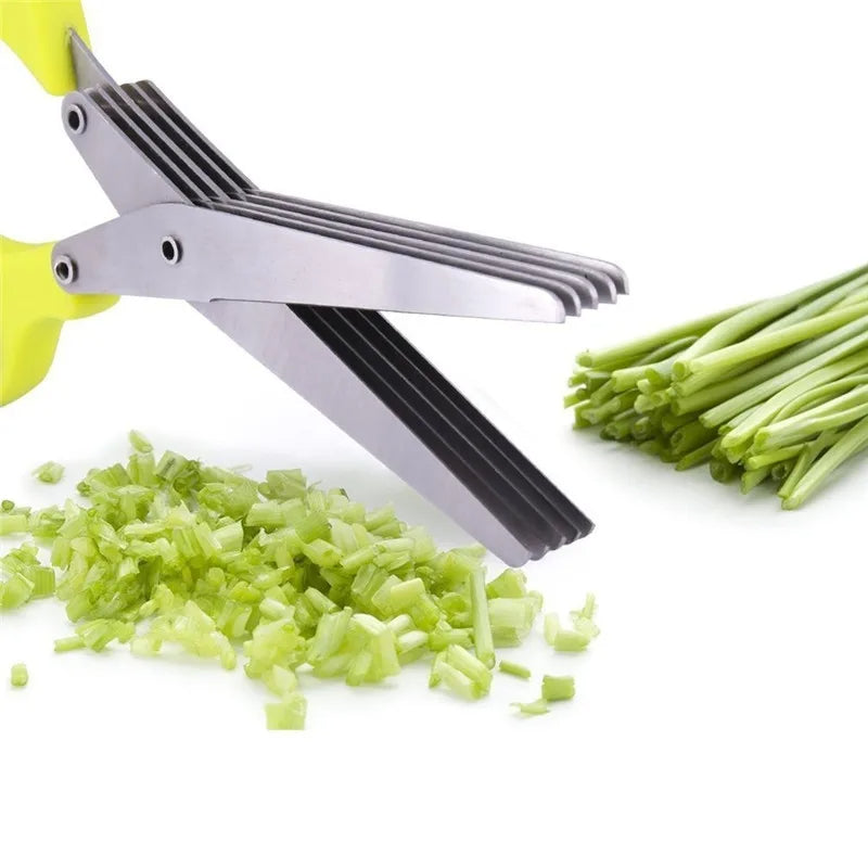 Multi-Layer Herb Scissors – Stainless Steel Green Onion & Spice Cutter