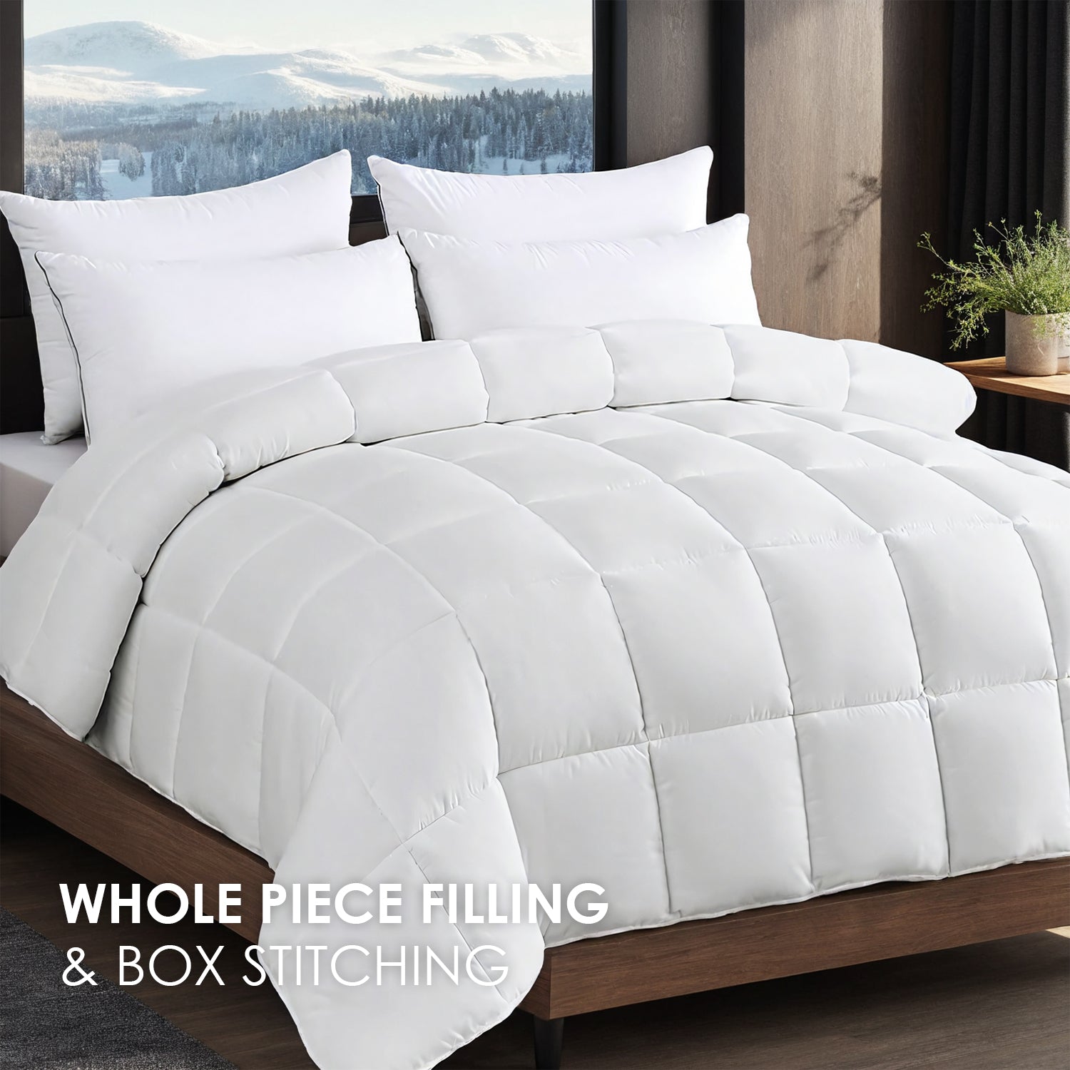 White Oversized Checkered Quilted Duvet – Plush Filling & Luxury Hotel-Grade Comfort