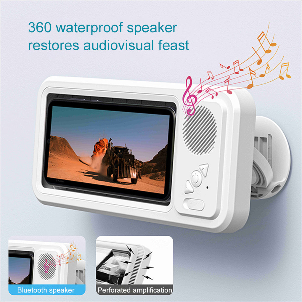 Waterproof Bathroom Phone Case Wall Mount with Bluetooth Audio, Touch Screen & 360° Rotation
