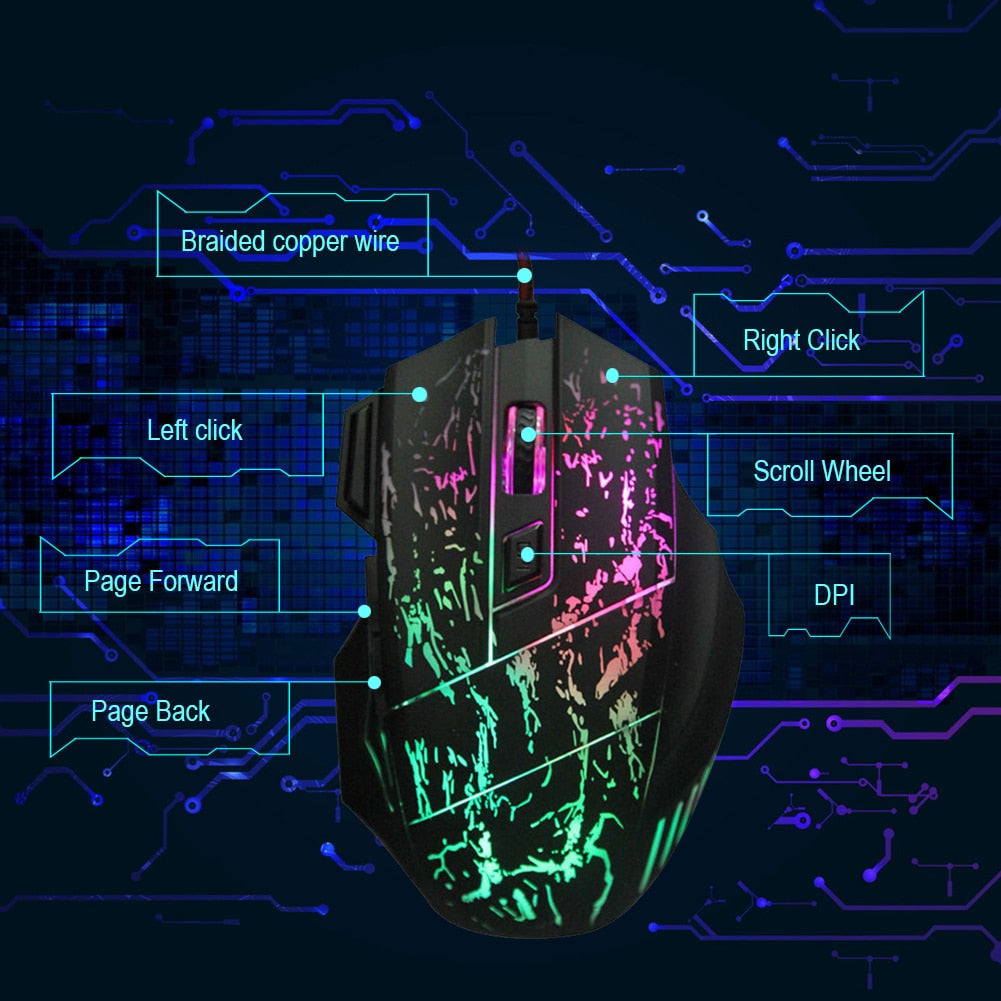 Pro Gamer Ergonomic RGB Wired Mouse - High Precision Optical Sensor