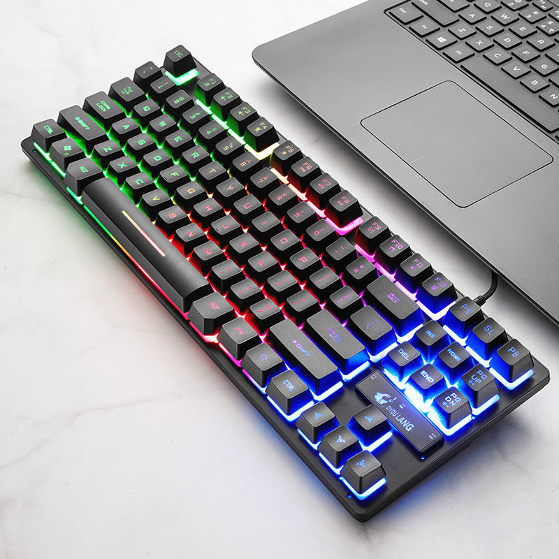 Rainbow LED Gaming Keyboard with Floating Keys - Durable Wired USB Keyboard for Notebook/PC