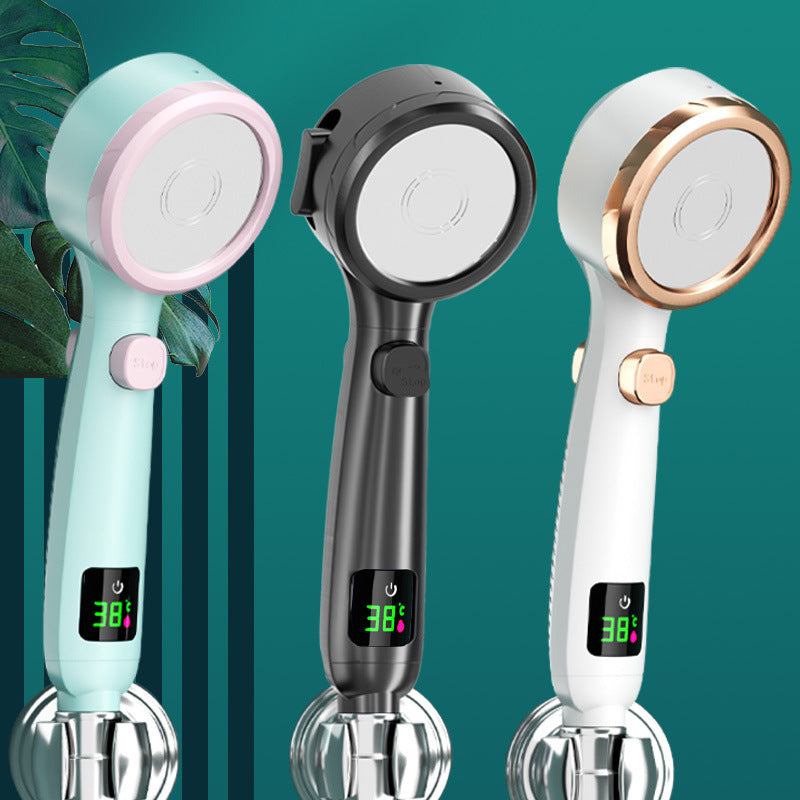 Pressurized Shower Head with Digital Temperature Display