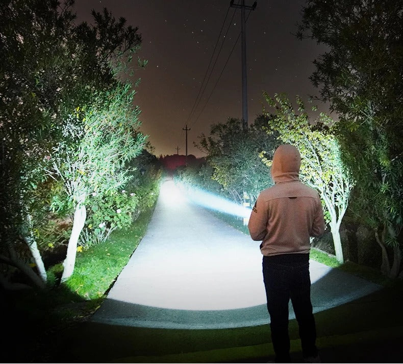 High-Power Rechargeable LED Flashlight - Super Bright Outdoor Torch with Adjustable Focus
