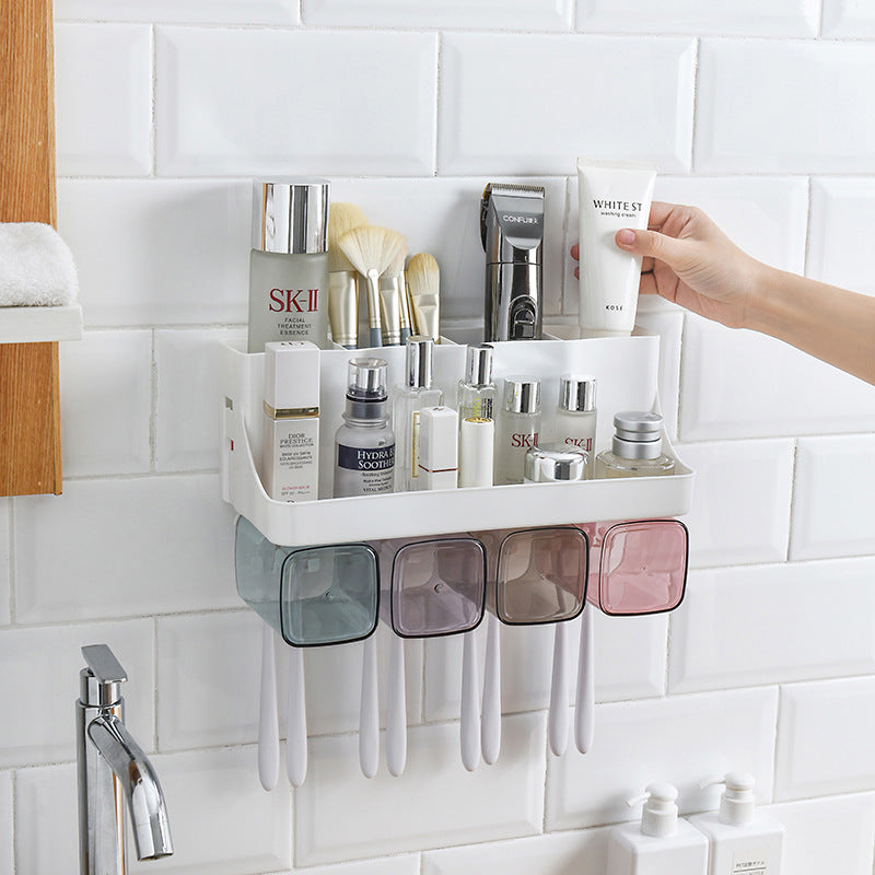 Wall Toothbrush Holder & Auto Toothpaste Dispenser – No Drill Installation