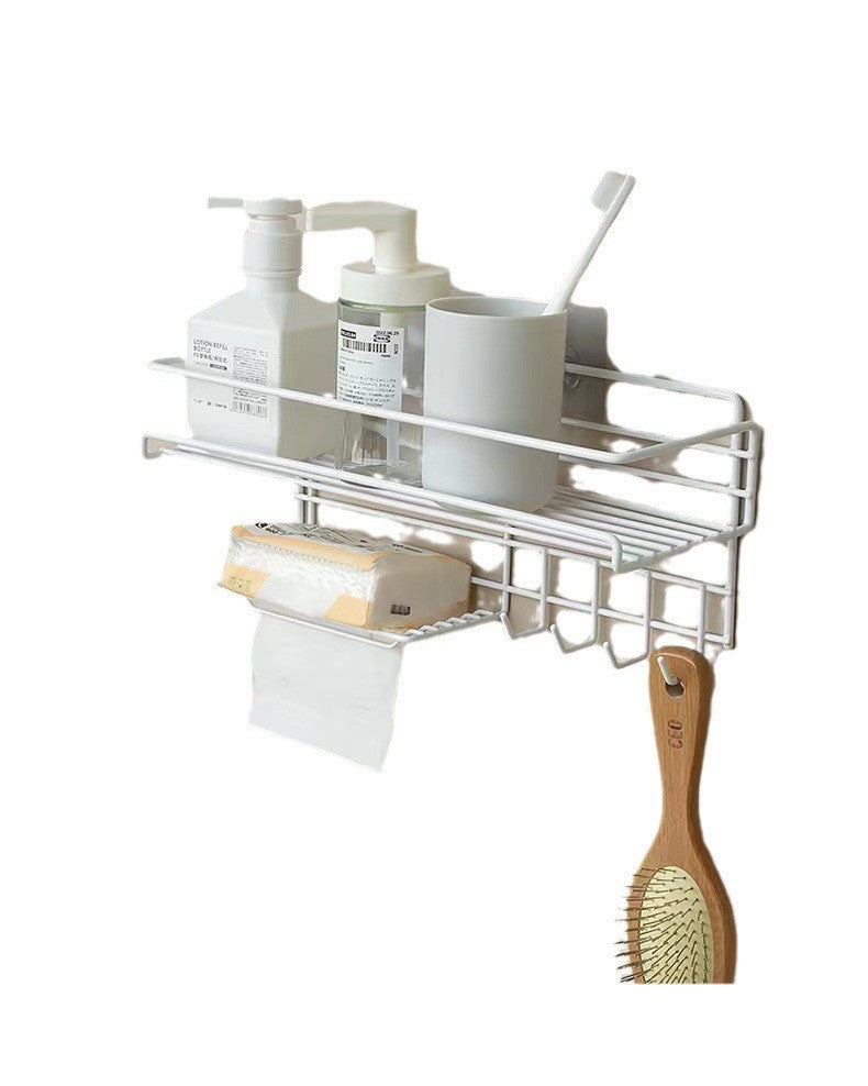 Punch-Free Bathroom Storage Rack – No-Drill Wall Mounted Organizer